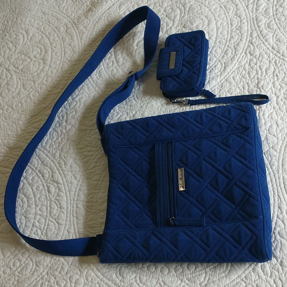Vera Bradley Hipster Crossbody purse (blue) with small Vera Bradley wall…